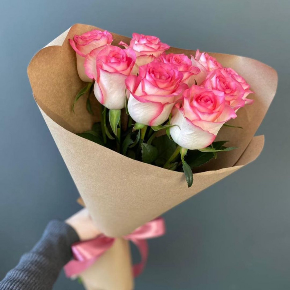 Букет цветов «Букет из 9 розовых роз»